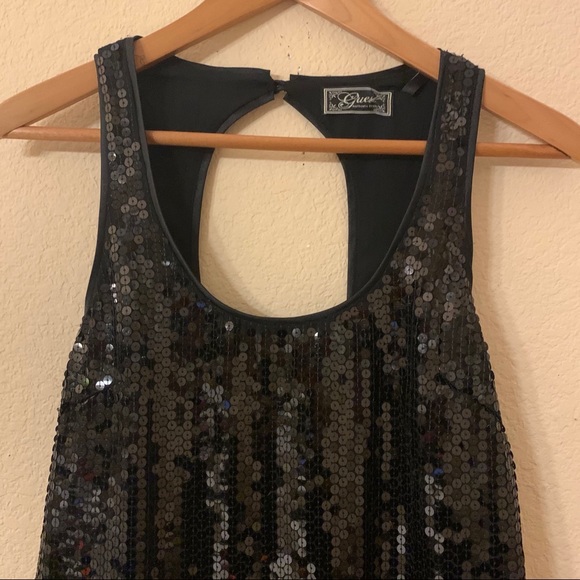 Guess Black Sequin Open Back Mini Dress NWT - Picture 4 of 10